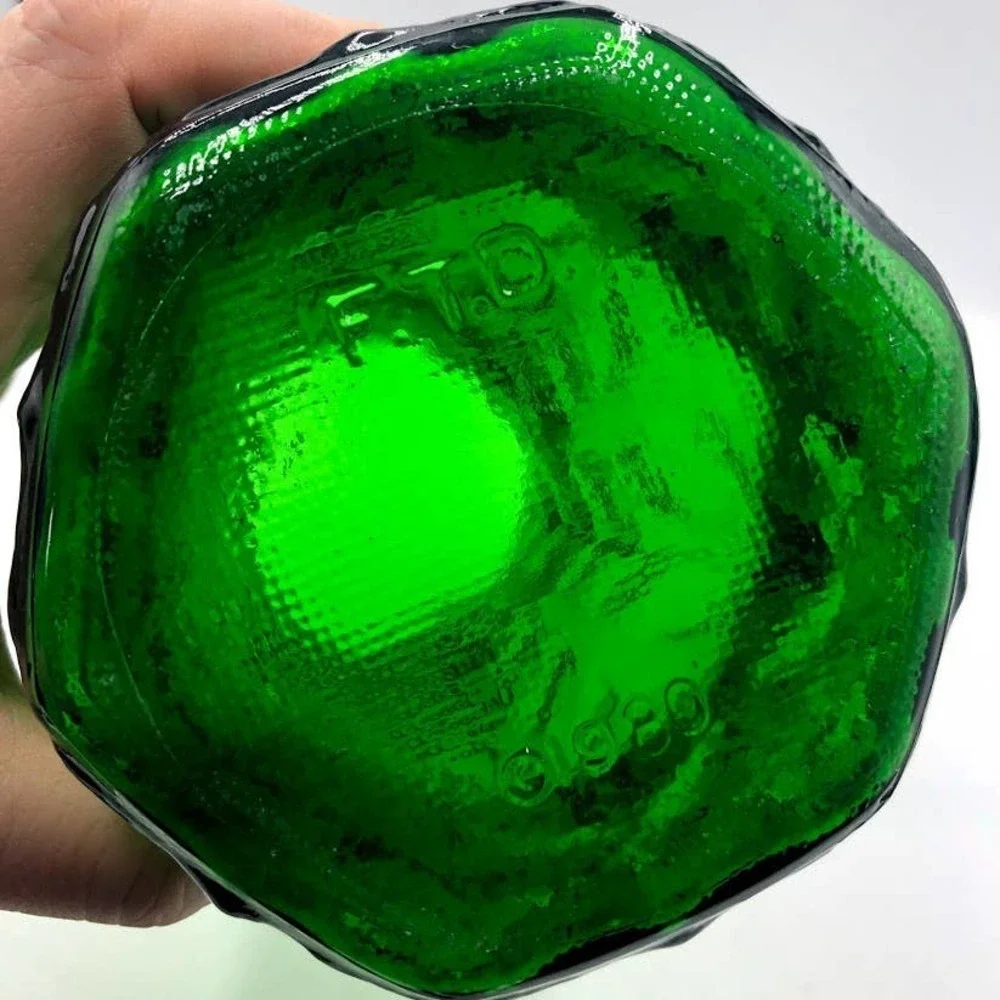 Vintage 1980 FTD Green Glass Flower Vase